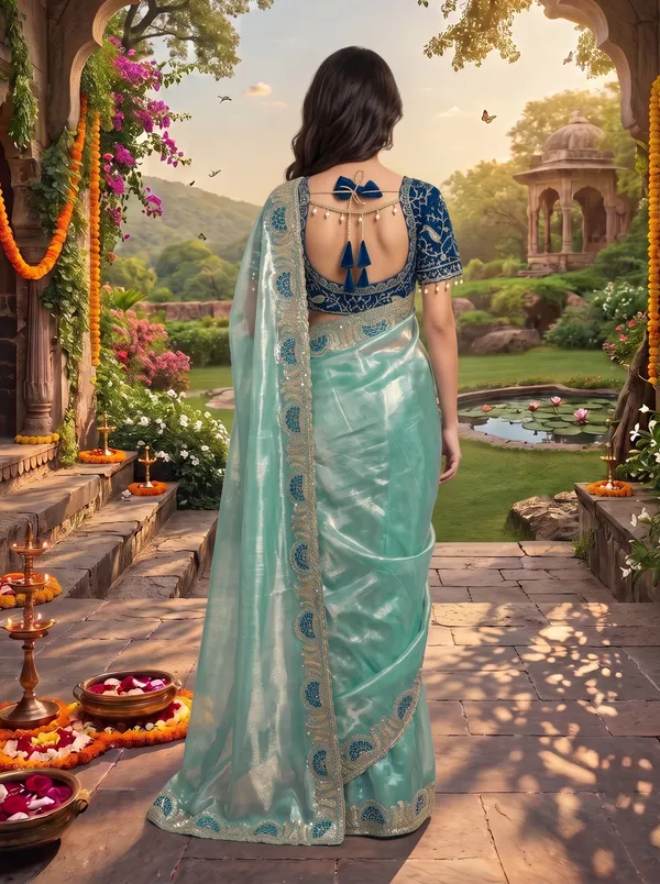 Women's_Georgette_Satin_Embroidered_Saree_with_Zari_&_Stitched_Blouse