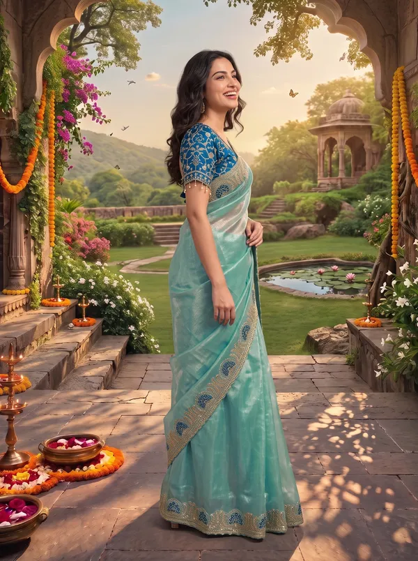 Women's_Georgette_Satin_Embroidered_Saree_with_Zari_&_Stitched_Blouse