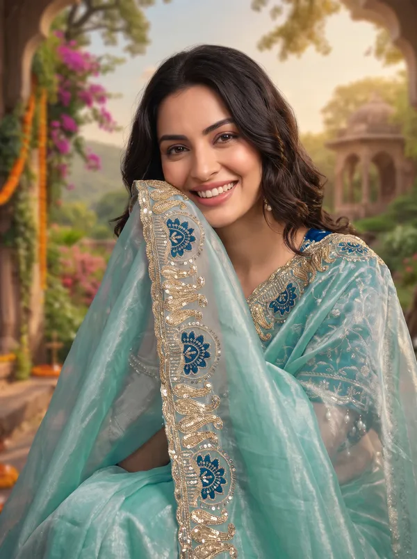 Women's_Georgette_Satin_Embroidered_Saree_with_Zari_&_Stitched_Blouse