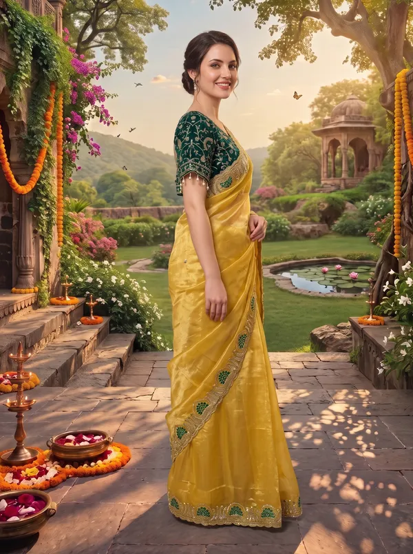 Women's_Georgette_Satin_Embroidered_Saree_with_Zari_&_Stitched_Blouse