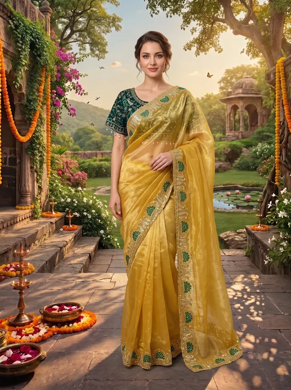 Women's_Georgette_Satin_Embroidered_Saree_with_Zari_&_Stitched_Blouse