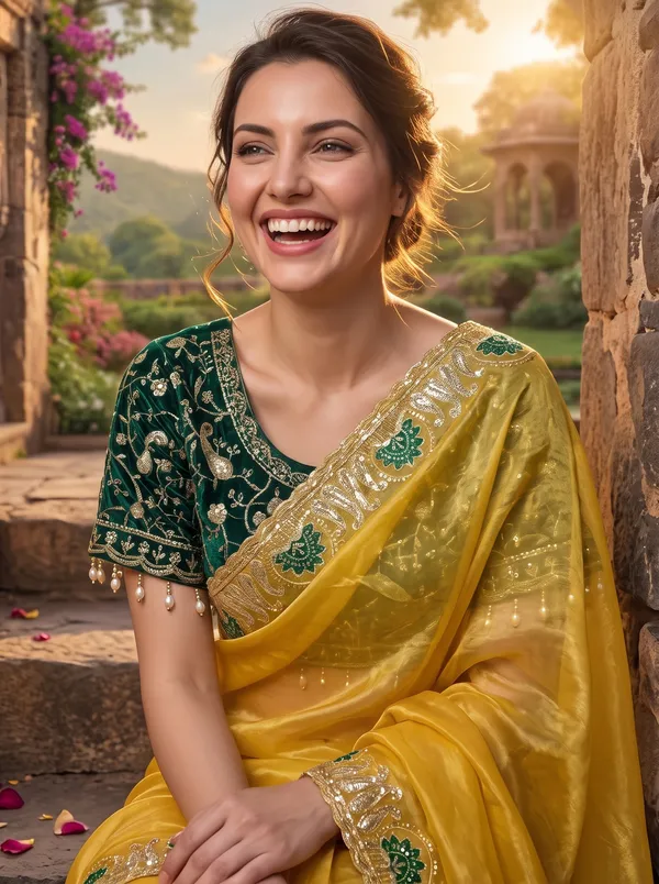 Women's_Georgette_Satin_Embroidered_Saree_with_Zari_&_Stitched_Blouse