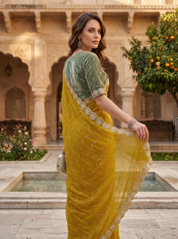 Mustard_Georgette_Silk_Saree_with_Zari_&_Beads_Sequence_Embroidery