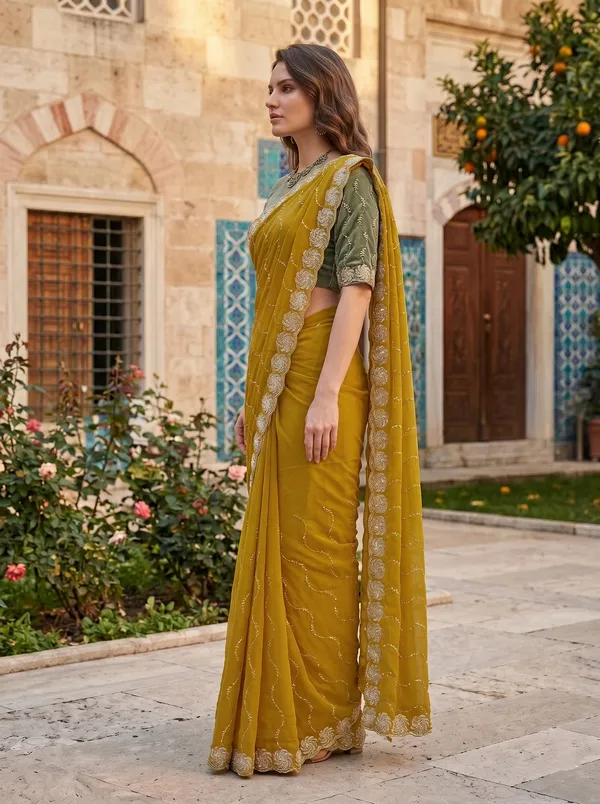Mustard_Georgette_Silk_Saree_with_Zari_&_Beads_Sequence_Embroidery
