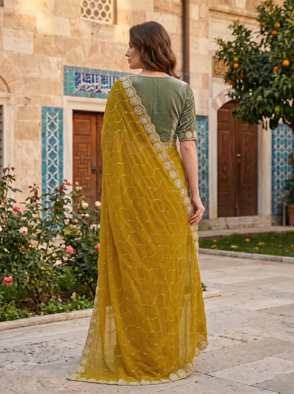 Mustard_Georgette_Silk_Saree_with_Zari_&_Beads_Sequence_Embroidery