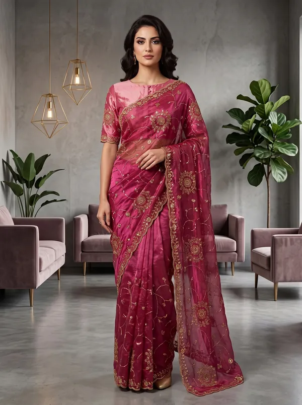 Georgette_Satin_Embroidered_Saree_with_Zari,_Sequence_and_Beads_Work