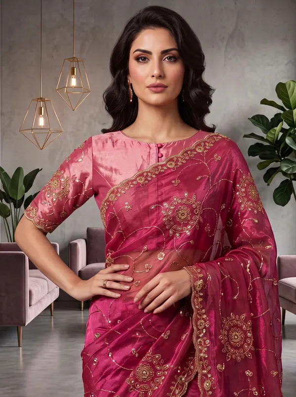 Georgette_Satin_Embroidered_Saree_with_Zari,_Sequence_and_Beads_Work