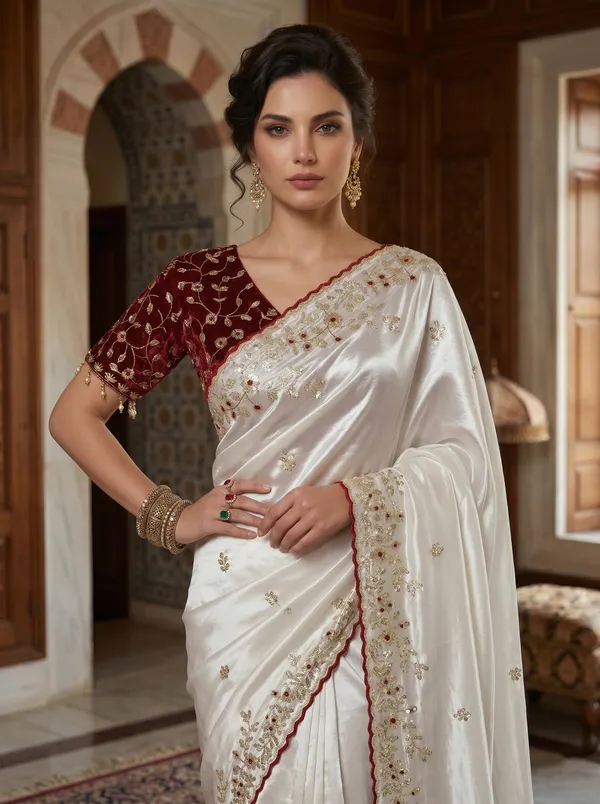 Off_White_Satin_Tissue_Silk_Saree_with_Embroidery_Ready_to_Wear_Blouse