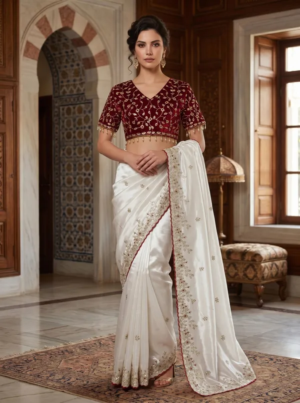 Off_White_Satin_Tissue_Silk_Saree_with_Embroidery_Ready_to_Wear_Blouse