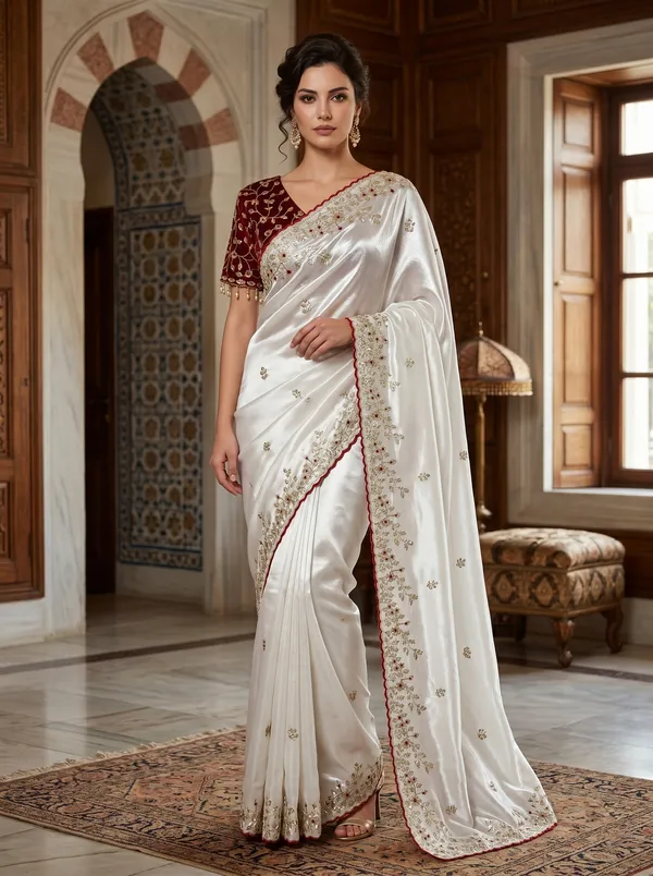 Off_White_Satin_Tissue_Silk_Saree_with_Embroidery_Ready_to_Wear_Blouse
