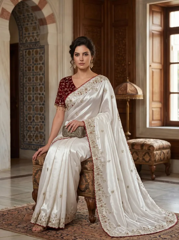 Off_White_Satin_Tissue_Silk_Saree_with_Embroidery_Ready_to_Wear_Blouse