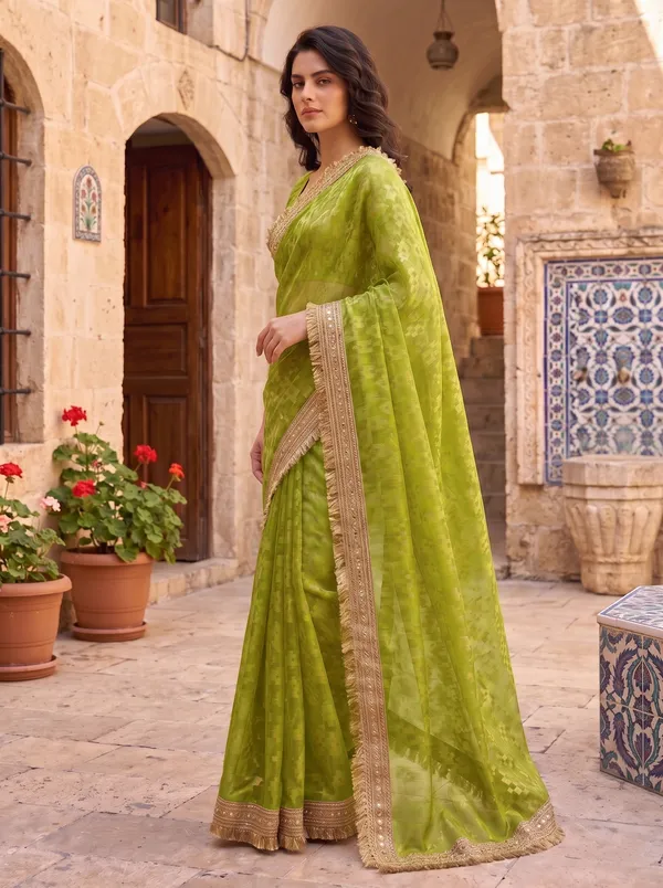 Green_Jacquard_Satin_Tissue_Silk_Kiran_Border_Saree