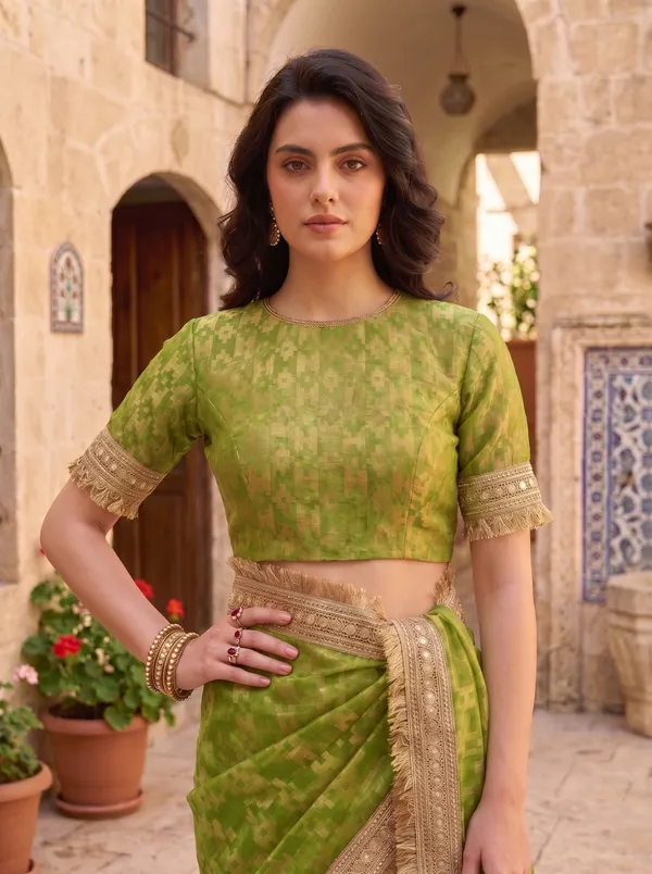 Green_Jacquard_Satin_Tissue_Silk_Kiran_Border_Saree