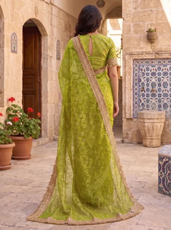 Green_Jacquard_Satin_Tissue_Silk_Kiran_Border_Saree