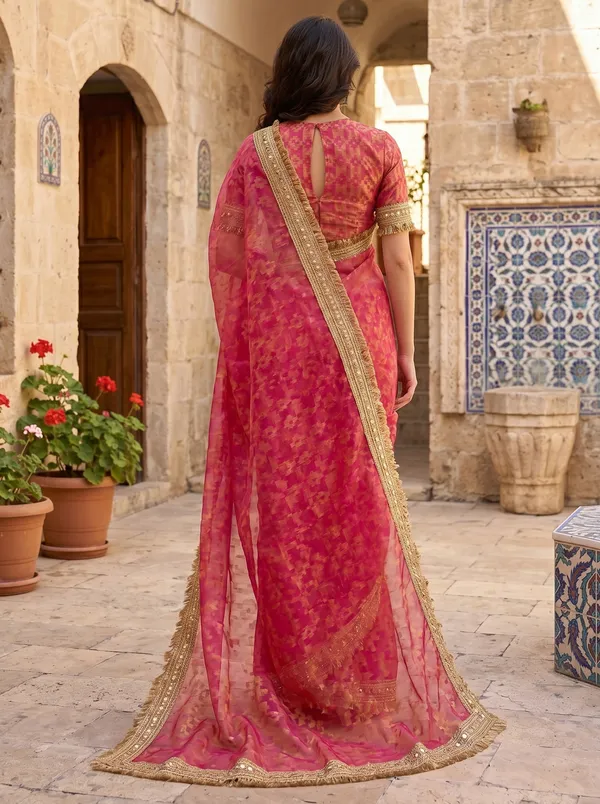 Pink_Jacquard_Satin_Tissue_Silk_Kiran_Border_Saree