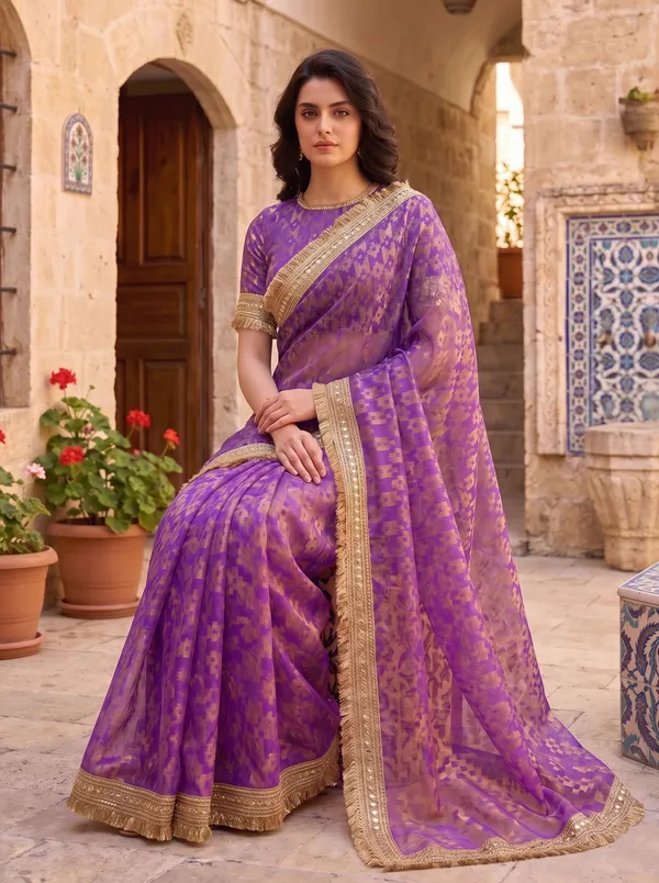 Purple_Jacquard_Satin_Tissue_Silk_Kiran_Border_Saree