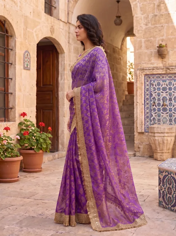 Purple_Jacquard_Satin_Tissue_Silk_Kiran_Border_Saree
