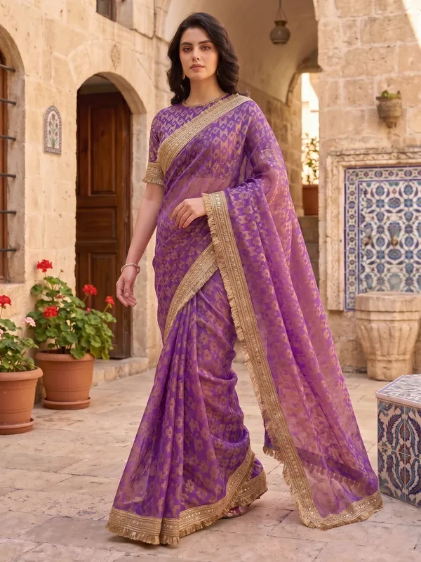 Purple_Jacquard_Satin_Tissue_Silk_Kiran_Border_Saree