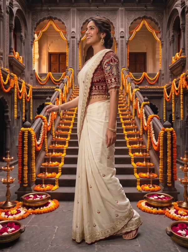 Off-White_Georgette_Silk_Embroidered_Saree_with_Stitched_Blouse