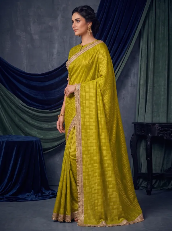 Mustard_Jacquard_Satin_Tissue_Silk_Saree_with_Kiran_Fringed_Border