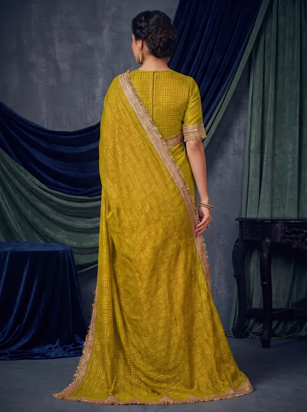 Mustard_Jacquard_Satin_Tissue_Silk_Saree_with_Kiran_Fringed_Border