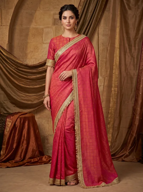 Pink_Jacquard_Satin_Tissue_Silk_Saree_with_Golden_Kiran_Border