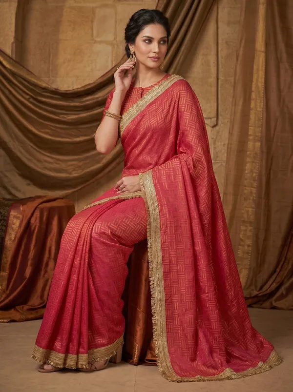 Pink_Jacquard_Satin_Tissue_Silk_Saree_with_Golden_Kiran_Border