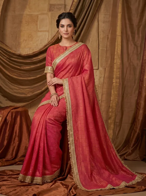 Pink_Jacquard_Satin_Tissue_Silk_Saree_with_Golden_Kiran_Border