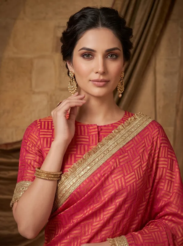 Pink_Jacquard_Satin_Tissue_Silk_Saree_with_Golden_Kiran_Border