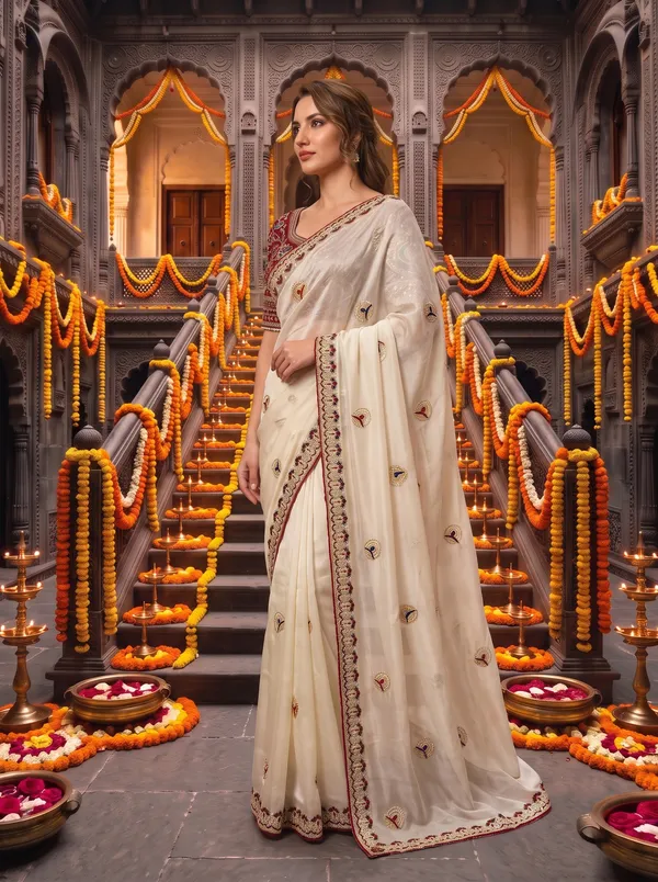 Off-White_Georgette_Silk_Embroidered_Saree_with_Stitched_Blouse