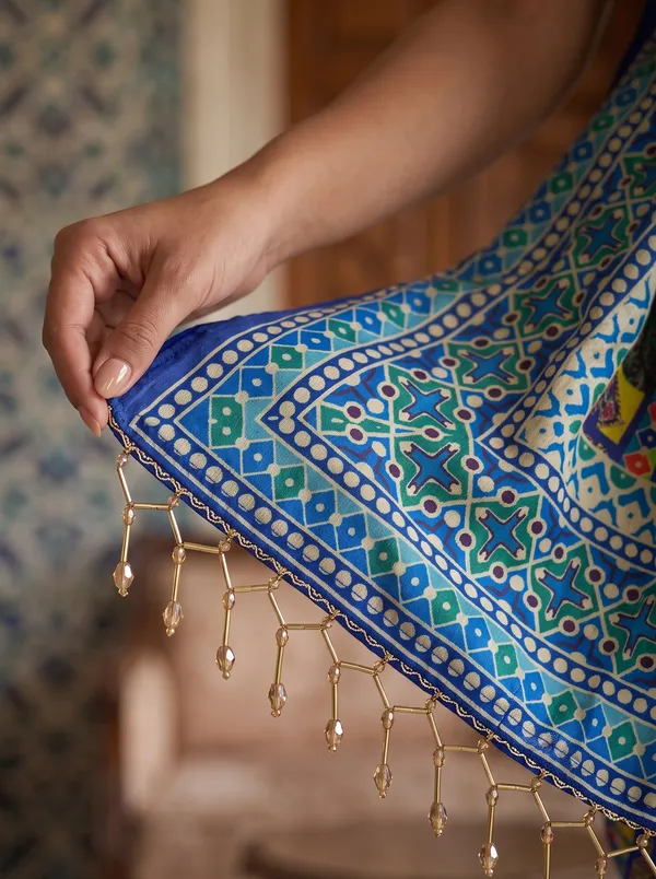Multicolor_Digital_Printed_Chinon_Saree_with_Glass_Beads_Tassels