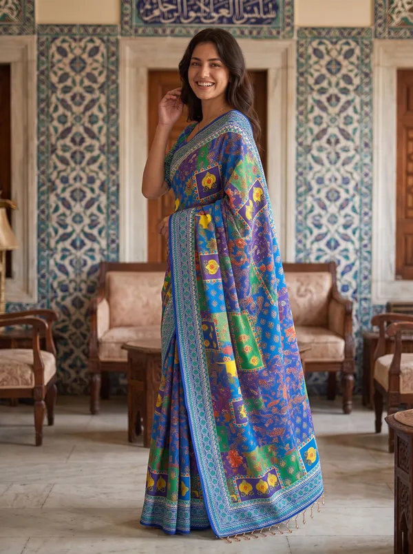 Multicolor_Digital_Printed_Chinon_Saree_with_Glass_Beads_Tassels