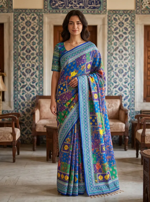 Multicolor_Digital_Printed_Chinon_Saree_with_Glass_Beads_Tassels