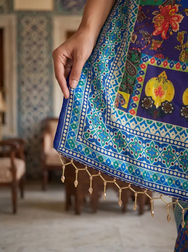 Multicolor_Digital_Printed_Chinon_Saree_with_Glass_Beads_Tassels