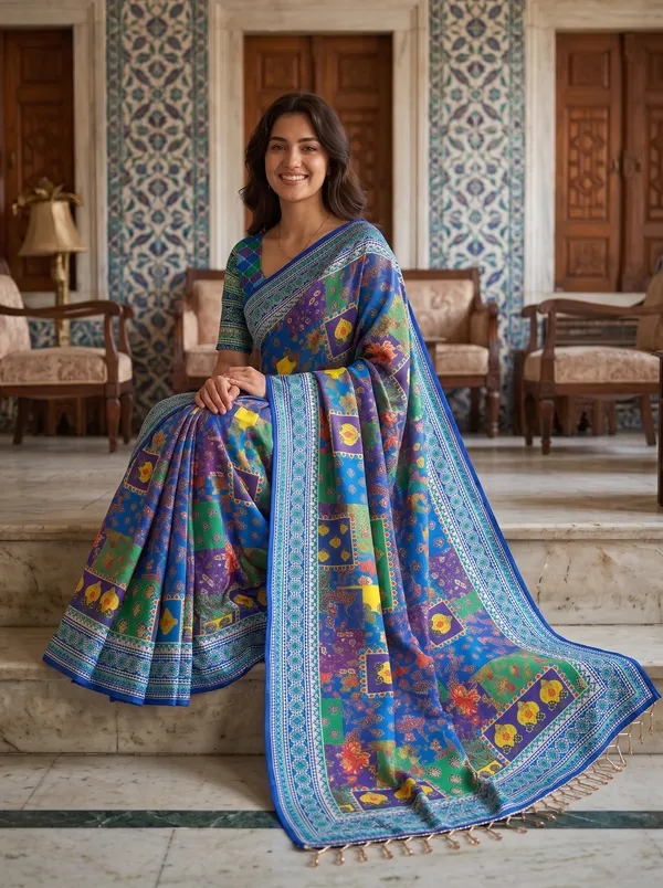 Multicolor_Digital_Printed_Chinon_Saree_with_Glass_Beads_Tassels
