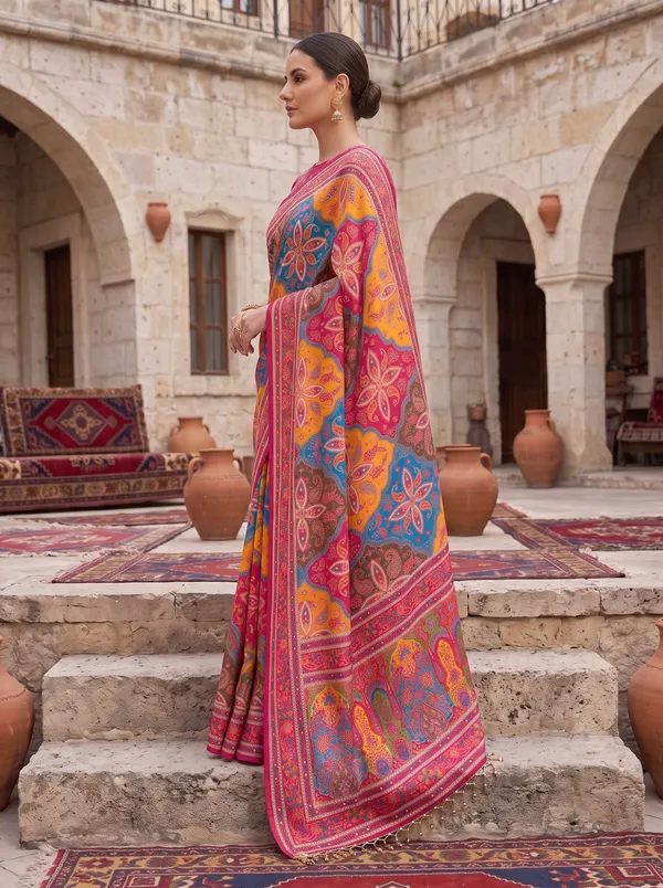 Digital_Printed_Chinon_Saree_with_Glass_Bead_Tassels_&_Unstitched_Blouse