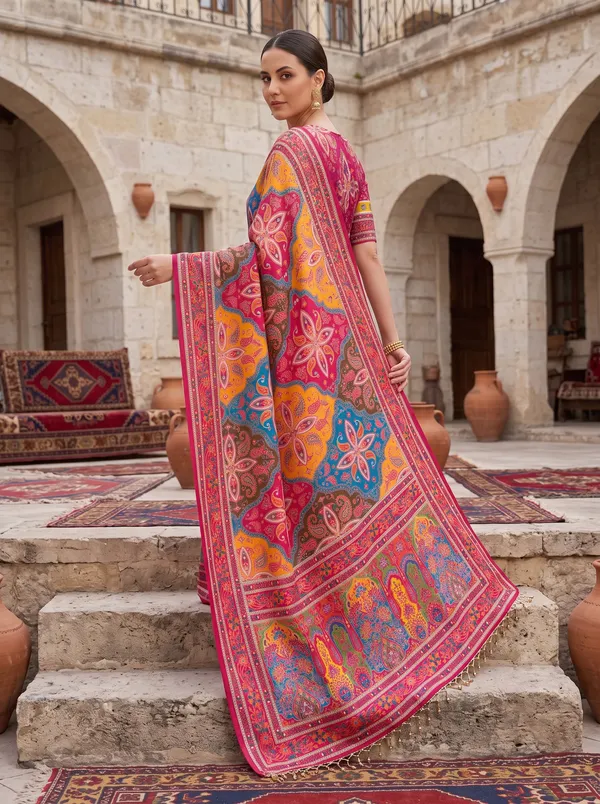 Digital_Printed_Chinon_Saree_with_Glass_Bead_Tassels_&_Unstitched_Blouse