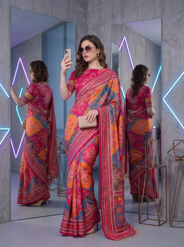 Digital_Printed_Chinon_Saree_with_Glass_Bead_Tassels_&_Unstitched_Blouse