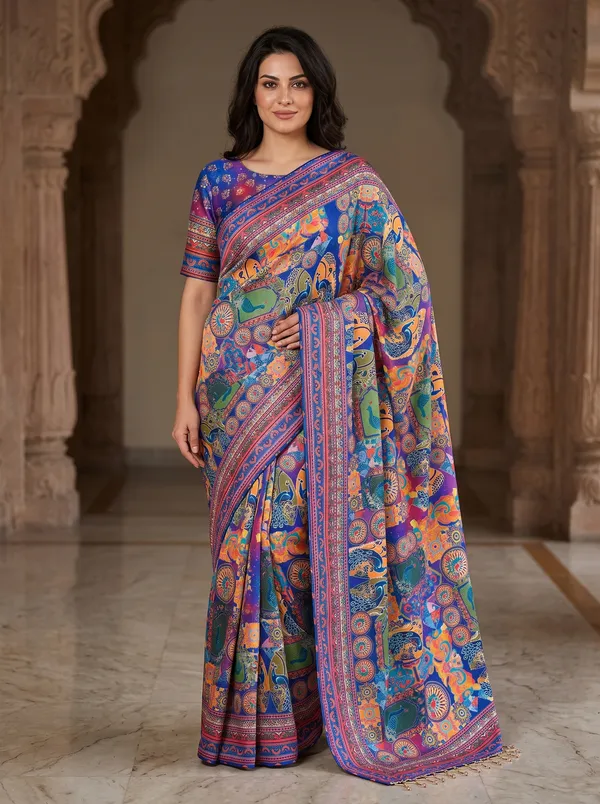 Chinon_Digital_Printed_Multi-Color_Saree_with_Glass_Beads_Tassels_&_Blouse