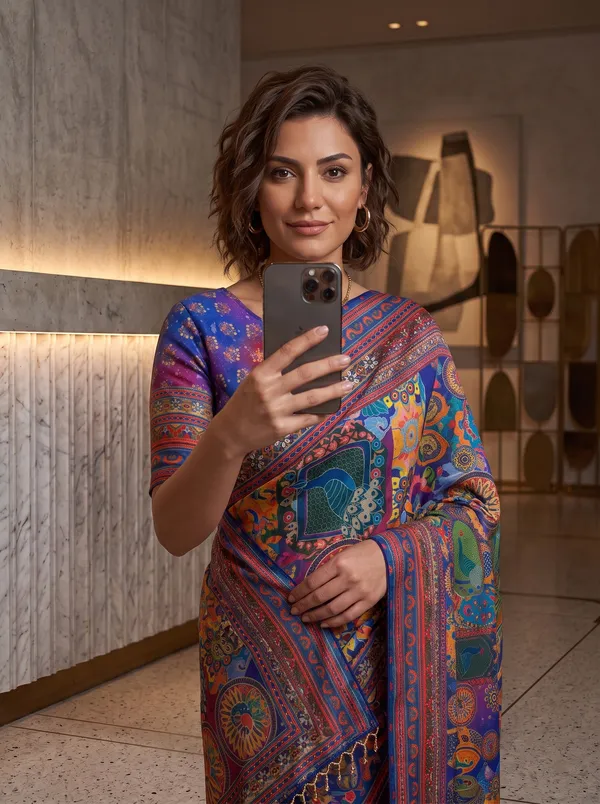 Chinon_Digital_Printed_Multi-Color_Saree_with_Glass_Beads_Tassels_&_Blouse