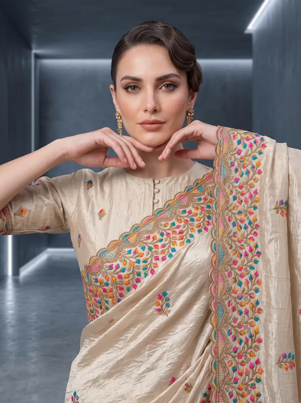 Georgette_Chinon_Saree_with_Colorful_Floral_Embroidery