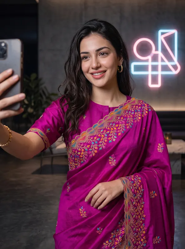 Georgette_Chinon_Saree_with_Colorful_Floral_Embroidery