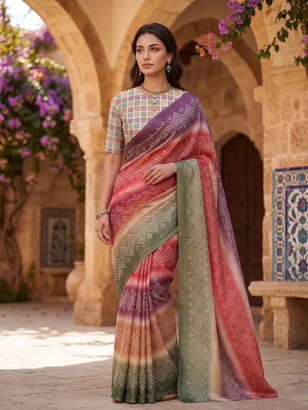 Multi-Color_Ombre_Printed_Tissue_Satin_Silk_Saree