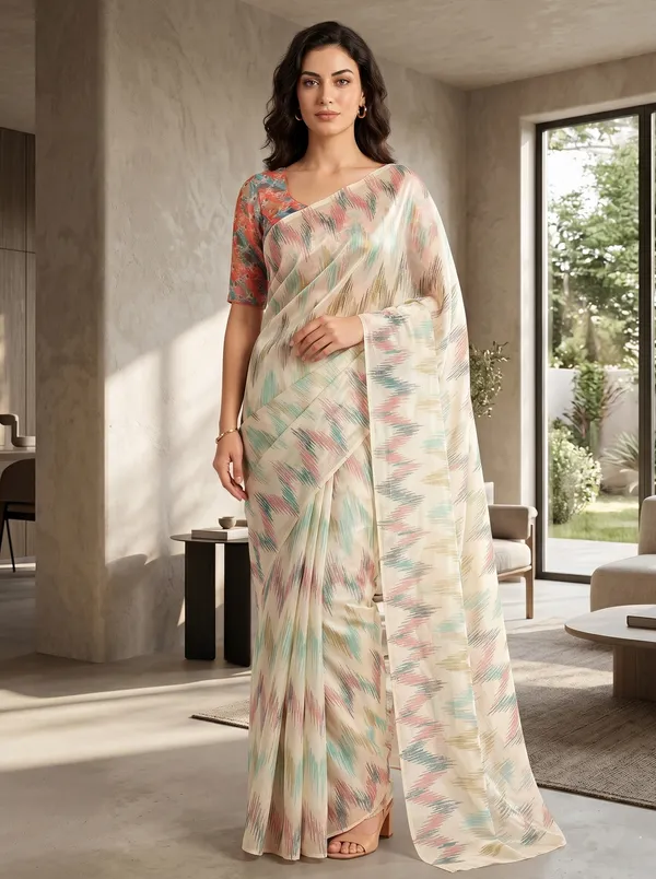 Off_White_Multi-color_Tissue_Satin_Silk_Printed_Saree