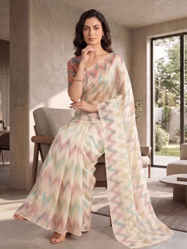 Off_White_Multi-color_Tissue_Satin_Silk_Printed_Saree
