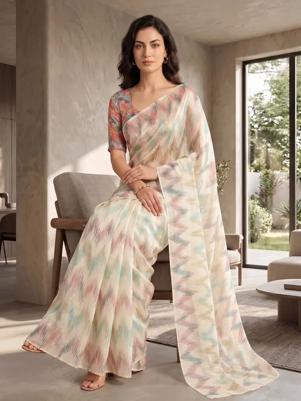 Off_White_Multi-color_Tissue_Satin_Silk_Printed_Saree