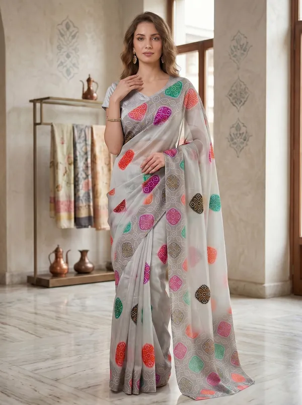 Light_Grey_Tissue_Satin_Silk_Bandhani_Printed_Saree