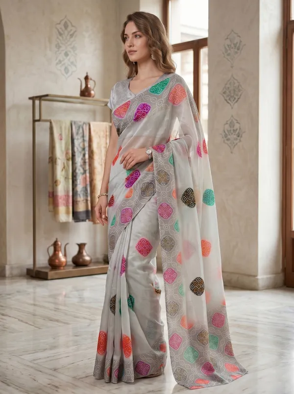 Light_Grey_Tissue_Satin_Silk_Bandhani_Printed_Saree