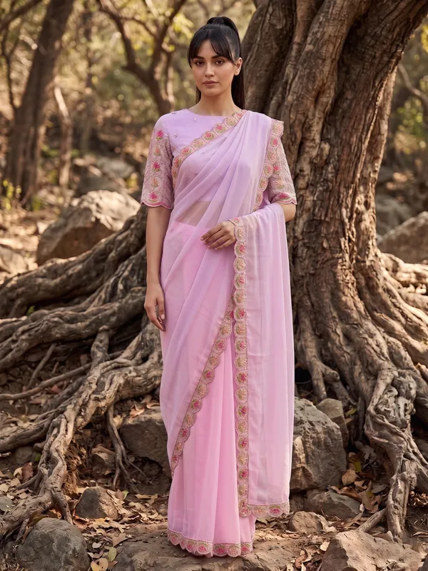Pink_Ready-to-Wear_Georgette_Saree_with_Beads_&_Sequin_Embroidery_Work