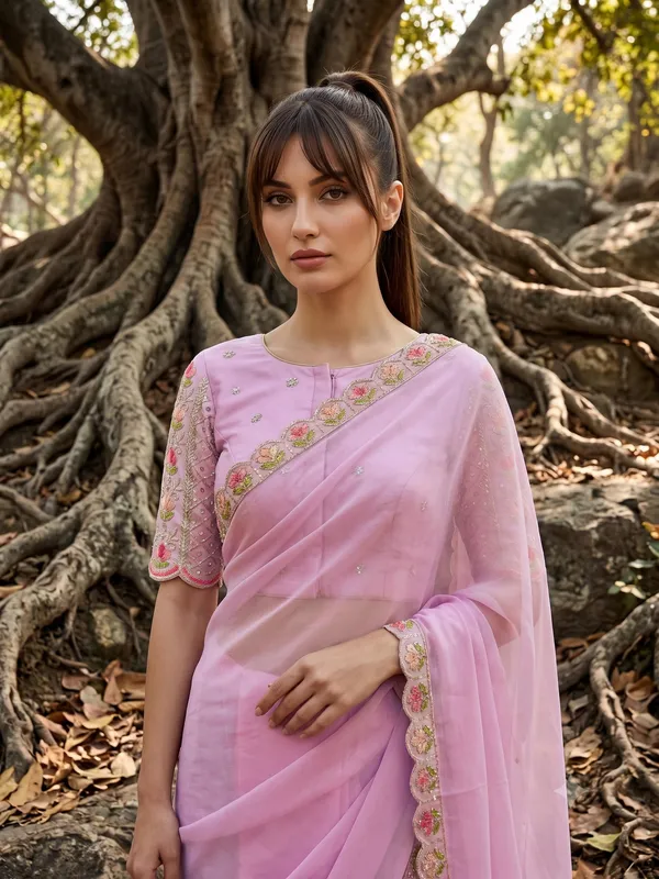 Pink_Ready-to-Wear_Georgette_Saree_with_Beads_&_Sequin_Embroidery_Work